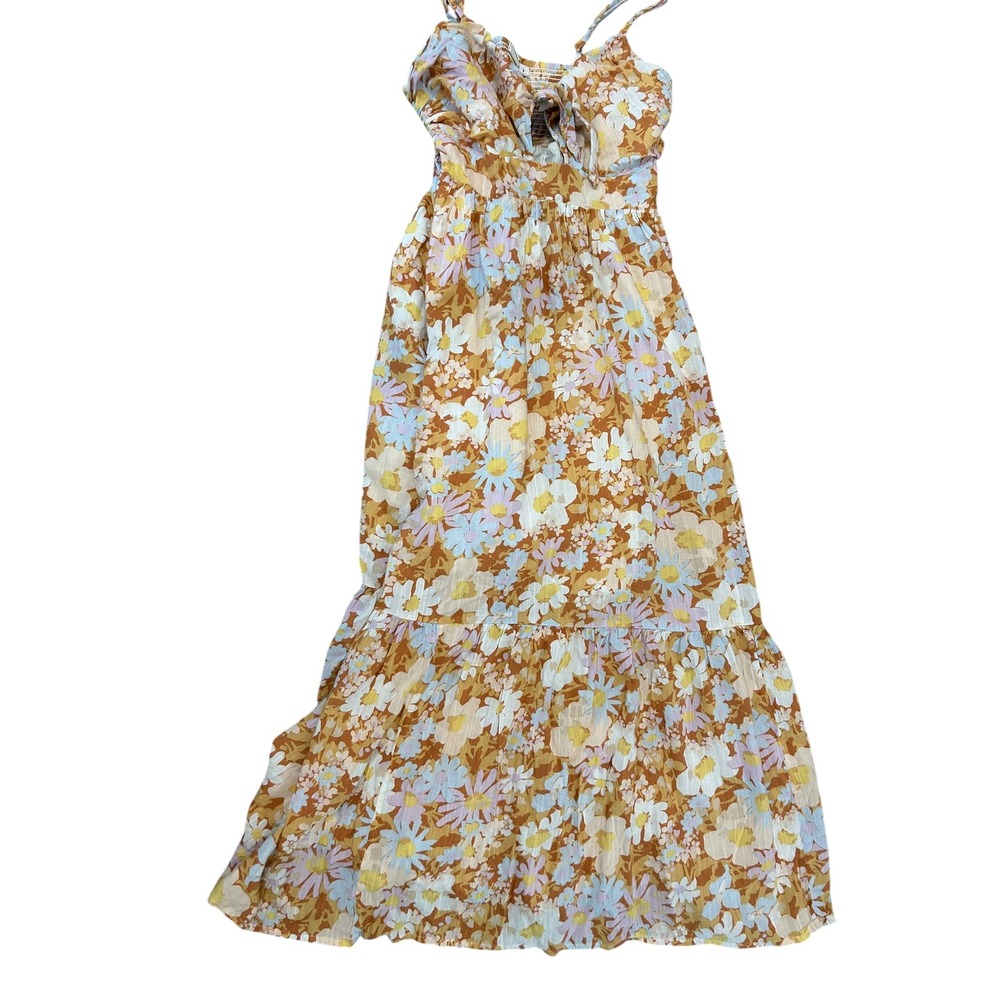 Gap Floral Dress Women Small Daisy Tiered Tie Front Cutout CottageCore Whimsical